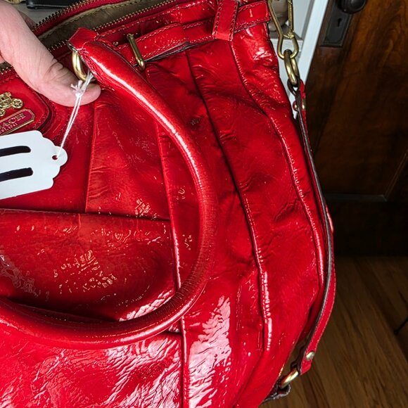 Coach Large Red Patent Leather Satchel/Tote - Picture 8 of 17